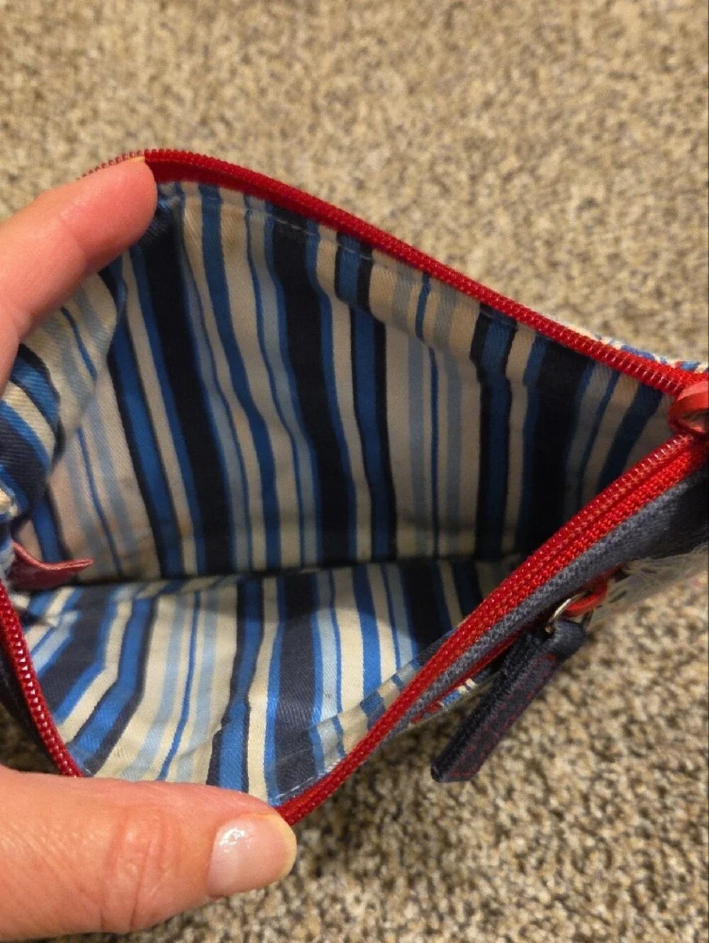 Vera Bradley Red, Blue and Cream Paisley Wristlet